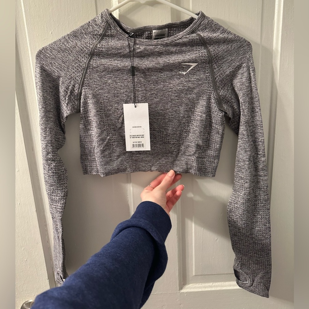 Gymshark Vital Seamless Long Sleeve Crop Top in Smokey Grey